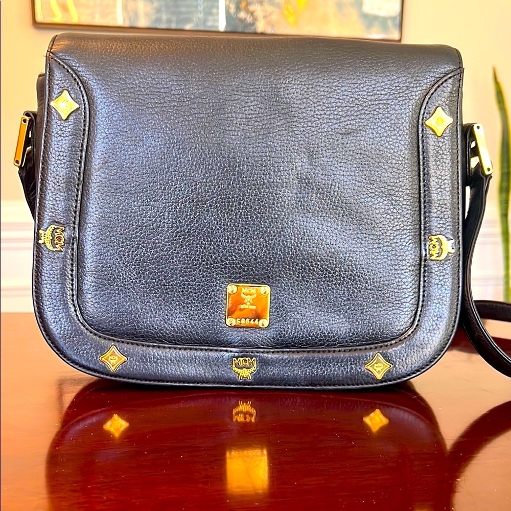 MCM Black Leather Crossbody Bag